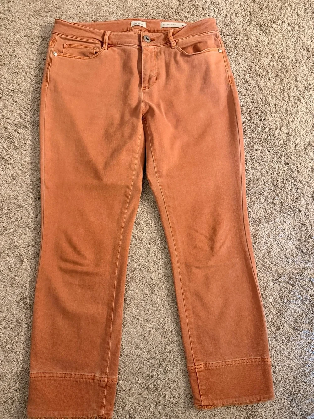 J Jill Women's Rust Orange Straight-Leg Jeans